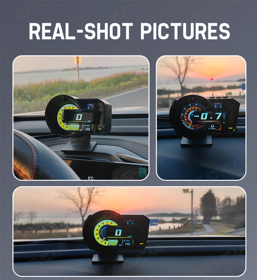 Cross-border new hud head-up display full LCD obd meter gesture switching mode turbine speed meter