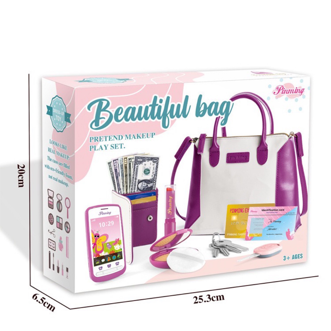 Moda transfronteriza hermosa maquillaje bolso conjunto de billetera maquillaje joyas niños niñas juguetes caseros caja de regalo