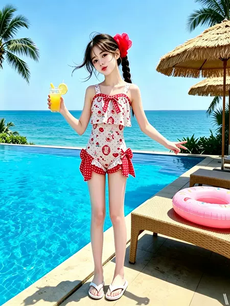 New Style Children's One-Piece Swimsuit for Girls, Polka Dot Princess Style, Tummy-Concealing Slimming Swimwear, Summer Vacation Swimsuit, Trendy Summer Outfit