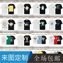 外贸批发Casablanca 卡萨布兰卡新款彩色风景字母logo印花短袖T恤