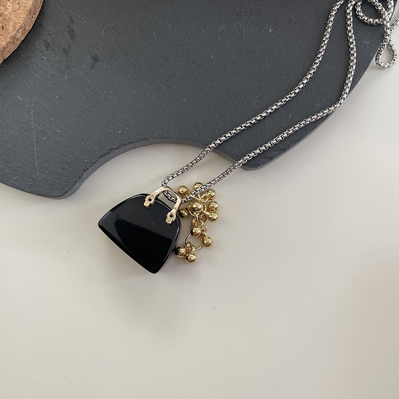 Unisex Gender Vacation Classic Style Geometric Tiger Eye Titanium Steel Obsidian Cord String Pendant Necklaces Wholesale