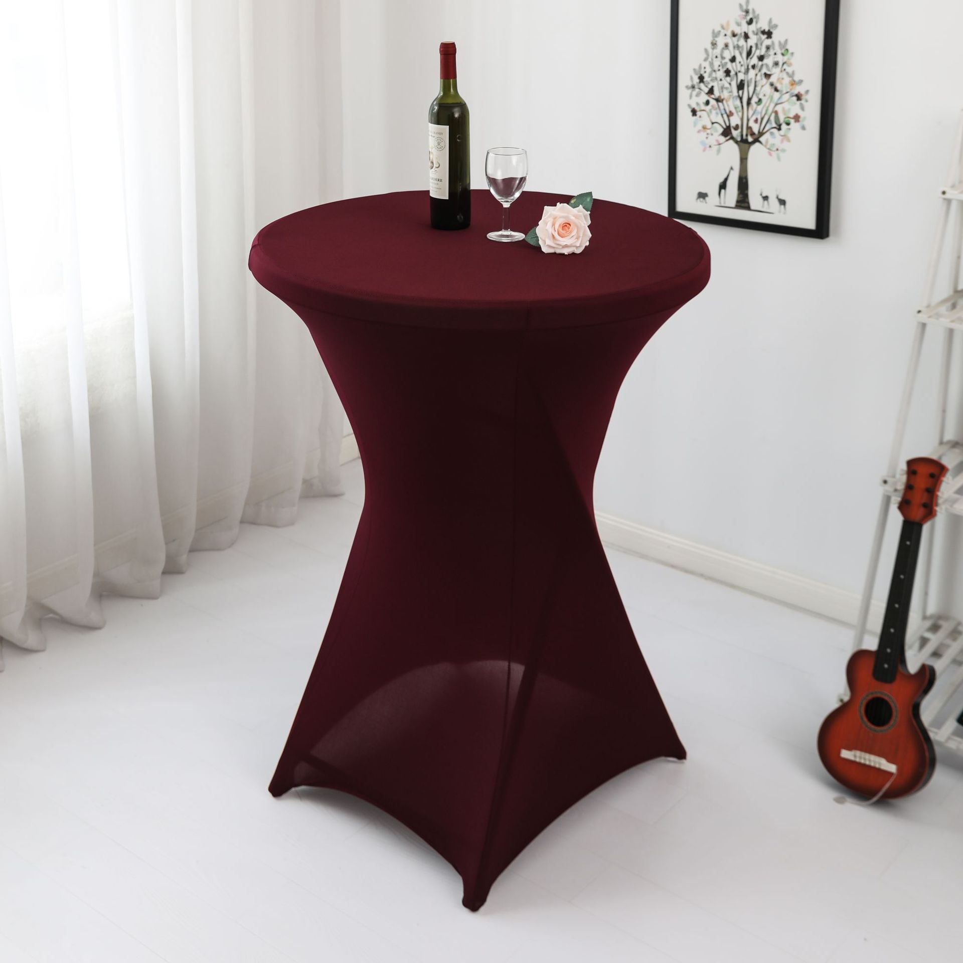 Amazon sólido barra mesa de comedor cubierta de mesa de banquete cóctel cubierta de mesa redonda tela de mesa elástica tabla de pies altos