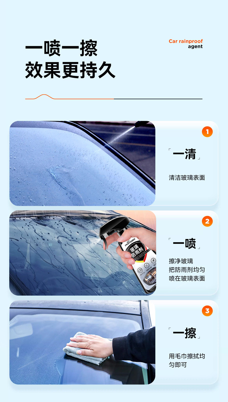 Suitable for Car Rearview Mirror Rainproof Spray Anti-Fog Agent Rainy Day Waterproof Window Glass Oil Film Removal Spray