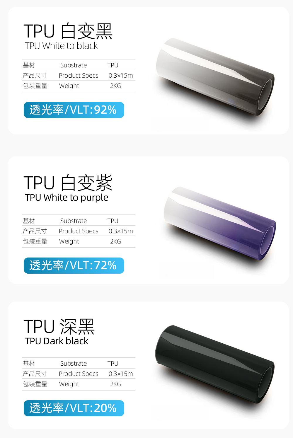 TPU car headlight protective film 3H anti-scratch, self-healing, high-transparency car headlight protective film