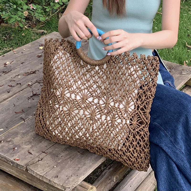 Cross-Border Hot Sale New Niche Versatile Straw Hollow Ins Woven Summer Handbag Beach Bag_voghion.com