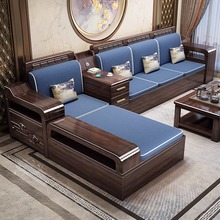 新中式l型沙发茶水间卡座紫金檀木沙发简约禅意储物桌椅家具别墅