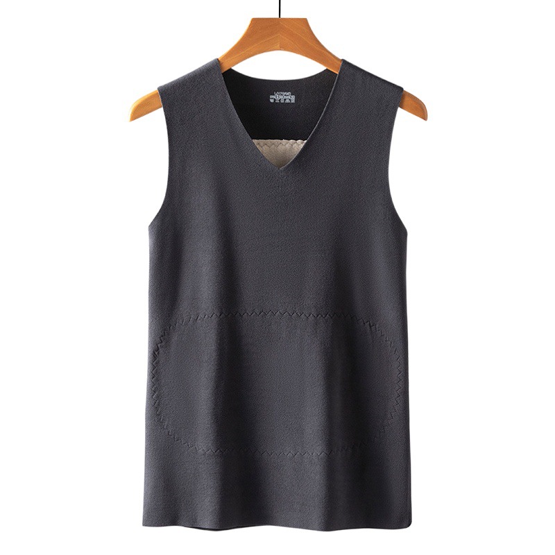 Parche sin costuras de otoño e invierno para hombre Chaleco cálido de otoño e invierno para mujer Protección del vientre engrosada sin mangas de fondo Slim Fit Top forrado de vellón