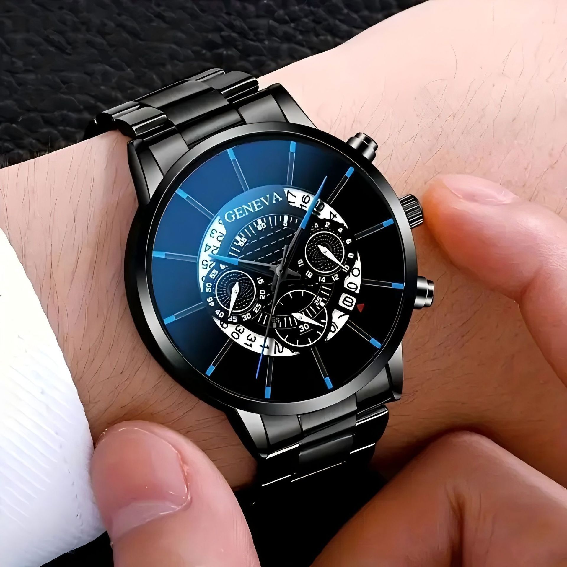 2026 Cross-Border Best-Selling Men's Steel Band Watch Luminous Hands, Calendar, Quartz Movement, High-End Business Wristwatch_voghion.com
