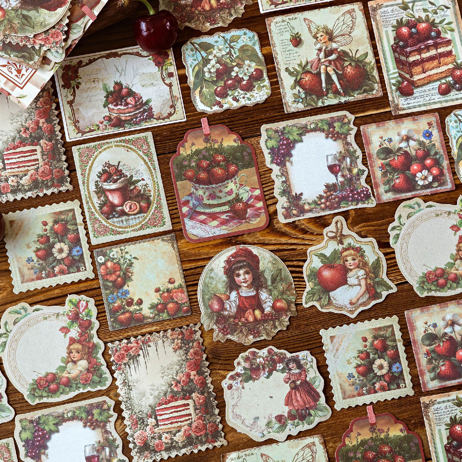 Sugar Poetry Paquete de pegatinas de papel kraft súper blanco Serie de historia de huerto Material de tema de frutas y verduras Carpas de mano Adhesivo de película de corte decorativo