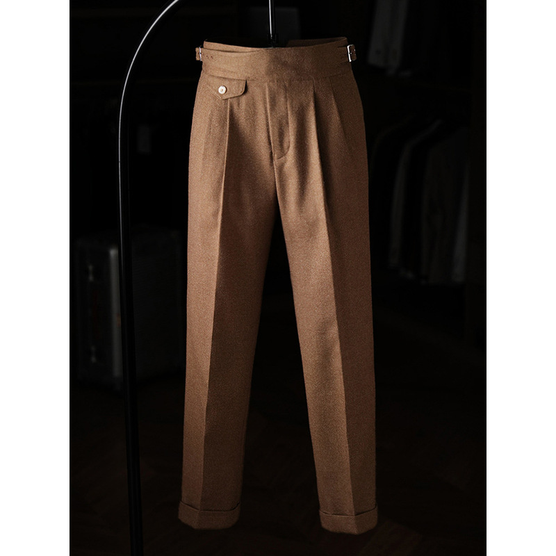 [Ruishen Clothing] Italian Gurkha Casual Pants Men's High Waist Straight Pants Autumn and Winter Retro Straight Pants
