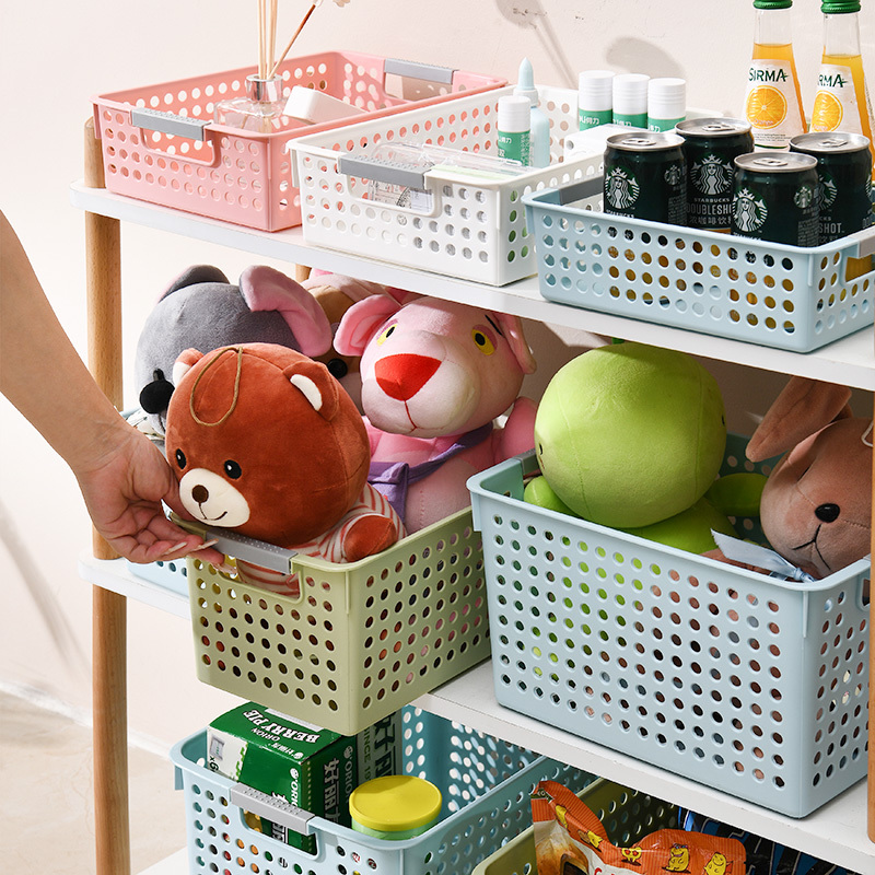 デスクトッププラスチック雑貨収納バスケット幼稚園本収納バスケットホームスナックキッチンキャビネット収納整理バスケット|undefined
