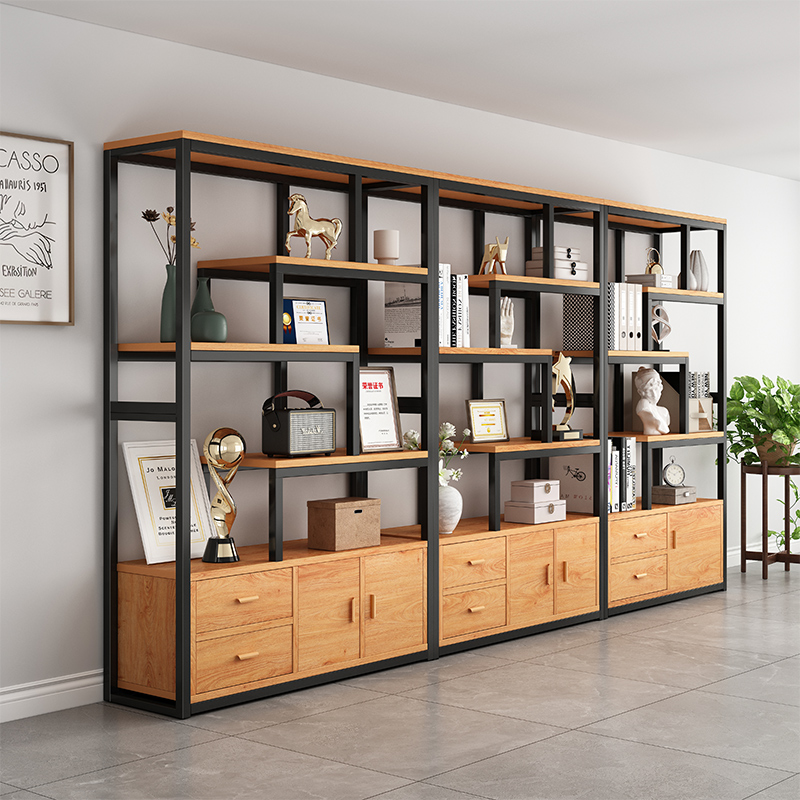 Display Rack, Simple Bookshelf, Floor-Standing Storage Rack, Office Living Room Bookcase, Integrated Wall-Mounted Honor Medal