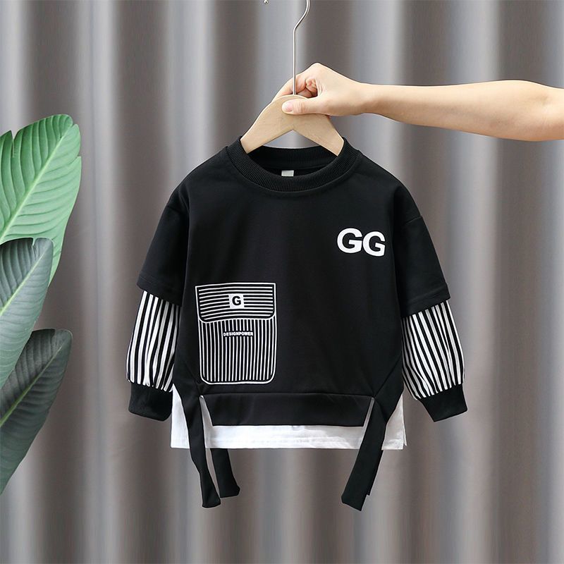 男の子スーツ春と秋 2025 新しい子供のハンサムなファッション服トレンディなベビー春インターネットセレブスタイルスウェットシャツ|undefined