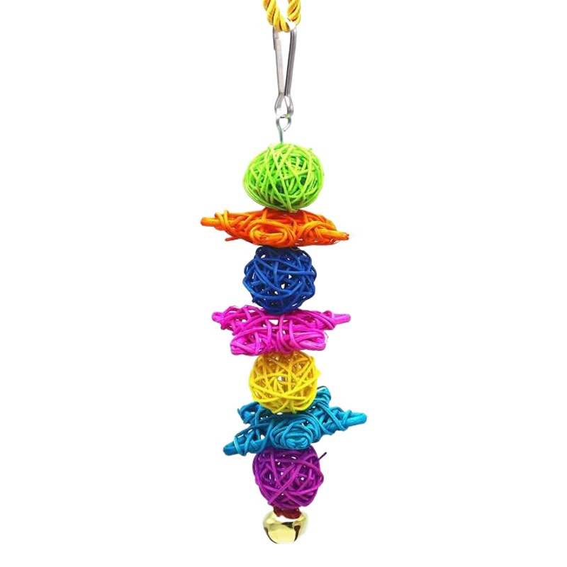 Маленький и средний размер игрушка для укуса попугая мяч из ротанга пятиконечная звезда строка товары для Птиц Деревянная игрушка для укусов качели
