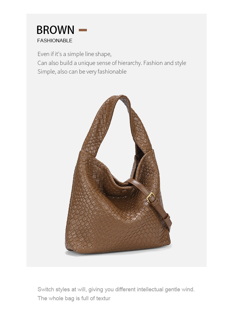 Woven Texture Shoulder Bag For Women Simple Large Capacity Handbag_voghion.com