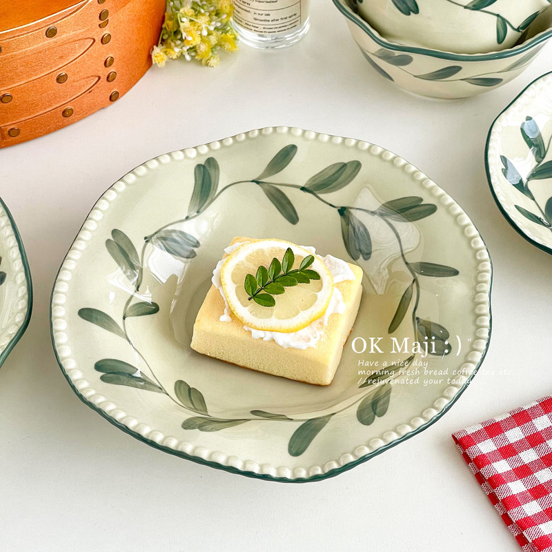 Beautiful Ceramic Fruit and Dessert Plates, Exquisite High-Value Breakfast Plates, Underglaze Color Vintage Cake and Dessert Plates
