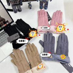 U家冬用裏起毛厚手防風タッチスクリーン対応GGグローブ、サイクリングにも使える耐摩耗性レディース裏起毛保温グローブ
