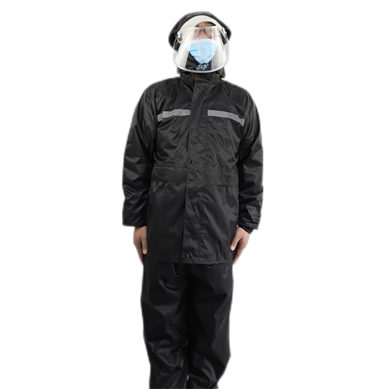 汉盾 HD-RAC003 带反光条带内衬双层分体雨衣 黑色 M码-XXXXL码