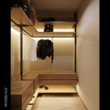 意大利意式轻奢工厂整体衣帽间现代铝合金立柱金属衣柜壁挂式工厂