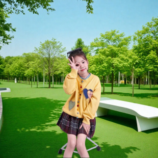 Girl's Love Sweater Cardigan Spring and Autumn Korean Sweet Round Neck Baby Spring Color Sweater Jacket