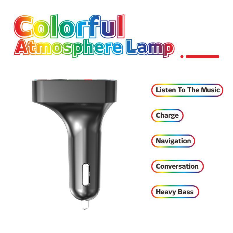 Fm Transmitter and Receiver Car Bluetooth Mp3 Player with Ambient Light Fm Automatic Channel Search to Say Goodbye to Noise