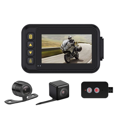 The new motorcycle driving recorder locomotive special 720p HD double recording factory direct sales (Motorcycle driving recorder) - a-host-wire-control-round-lens-square-lens