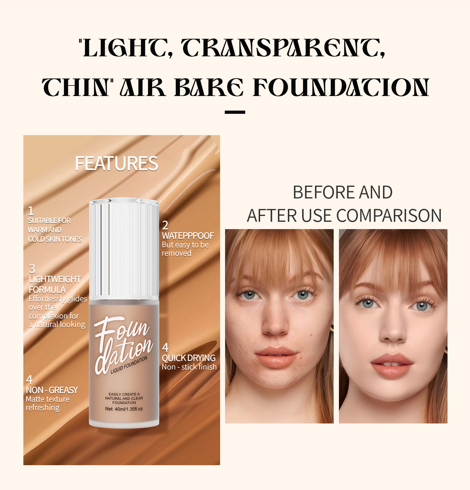 Hellokiss Foundation is a clear, smooth, natural and long-lasting European and American Foundation matte foundation makeup undefined