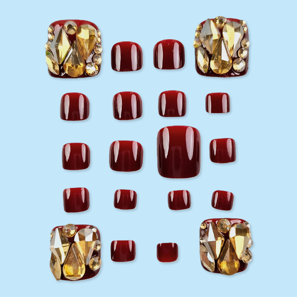 Comercio exterior vino Jinhui perforación de uñas de pie de lujo pie desgaste de uñas de pie 24 piezas de parche de uñas de dedo del pie