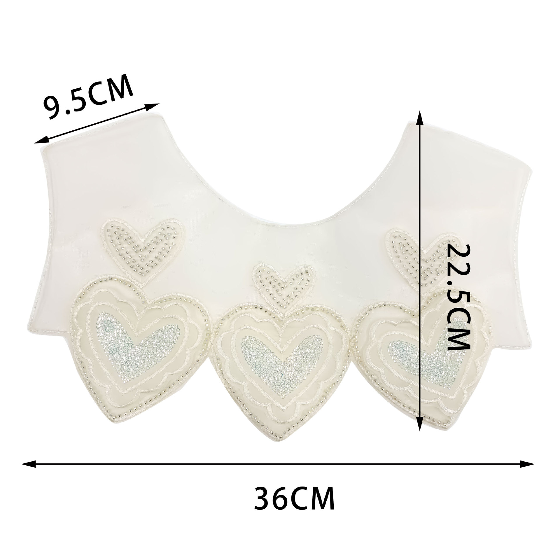 Camiseta de red computadora tridimensional cuello de bordado de perlas de almendro doble corazón vestido bordado de tela decoración de mujer sexy image 6