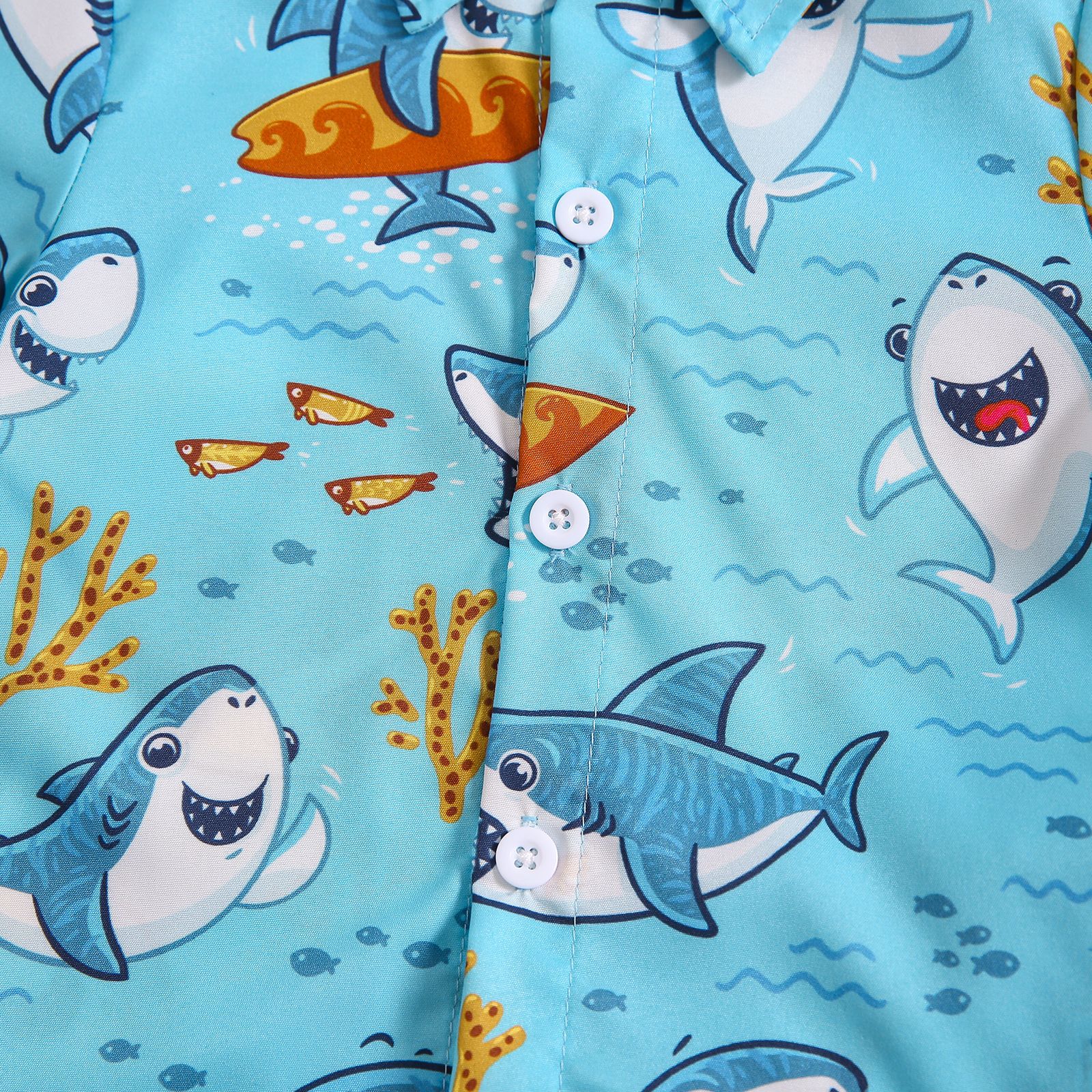 Vacation Shark Printing Cotton Blend Boys Clothing Sets display picture 4