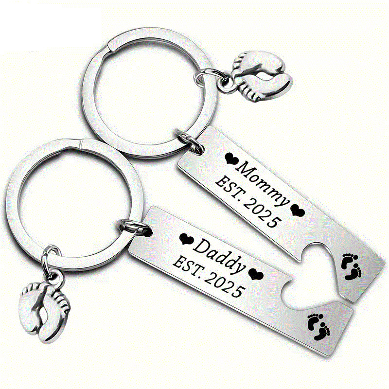 Cross-Border Amazon Stainless Steel Keychain Couple Valentine's Day Thanksgiving Gift Personalized Keychain