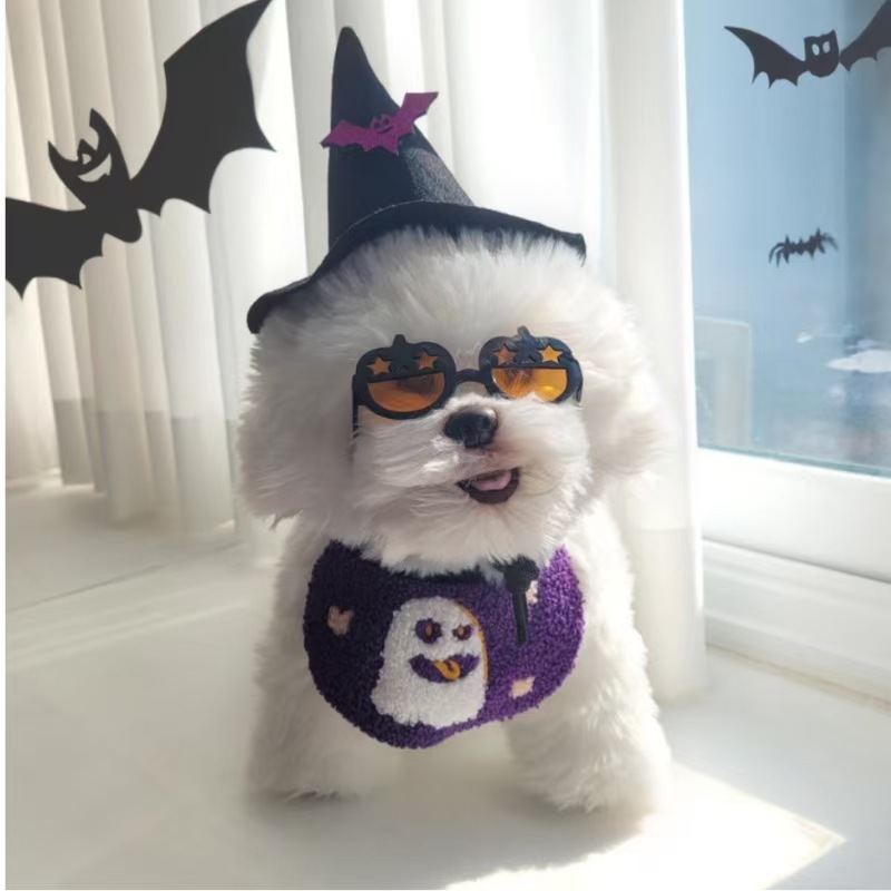 Toallas de saliva para mascotas Halloween Ghost Day elásticas decoración perros gatos calabazas fantasmas dibujos animados suministros de bordado