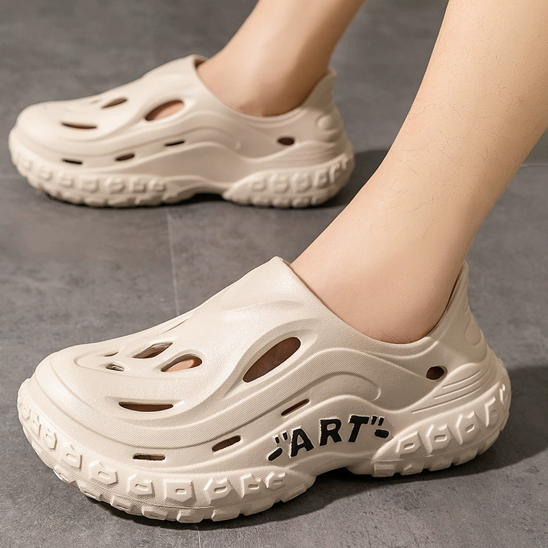 Плоские тапочки Crocs мужские для лета, обувь с толстой подошвой, ощущение дерьма Баотоу кокосовые спортивные обувь для улицы пляжной