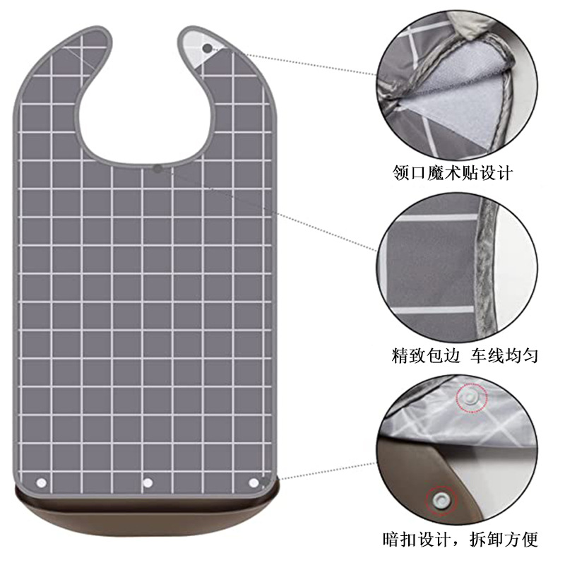 Baberos para personas mayores, batas para adultos, toallas impermeables y resistentes a las manchas, baberos grandes para comer, delantales, baberos a cuadros