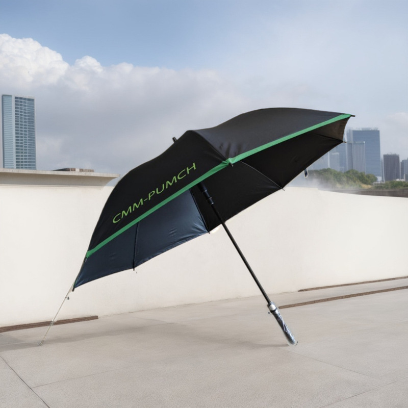 Digital-Printed Straight-Handle British Brand the Brighton Black Vinyl Sun Protection Full-Fiber Curved-Handle Automatic Golf Umbrella