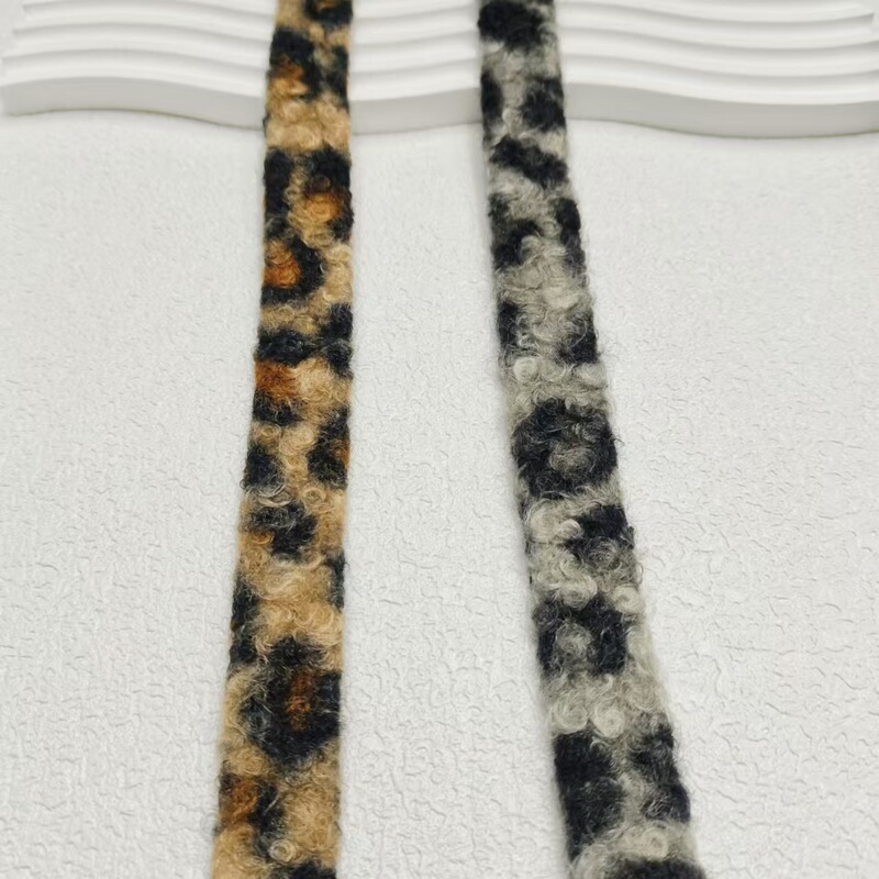 Autumn and winter 2cm leopard print teddy pile line ribbon bow handmade diy headdress shoes clothing accessories wholesale