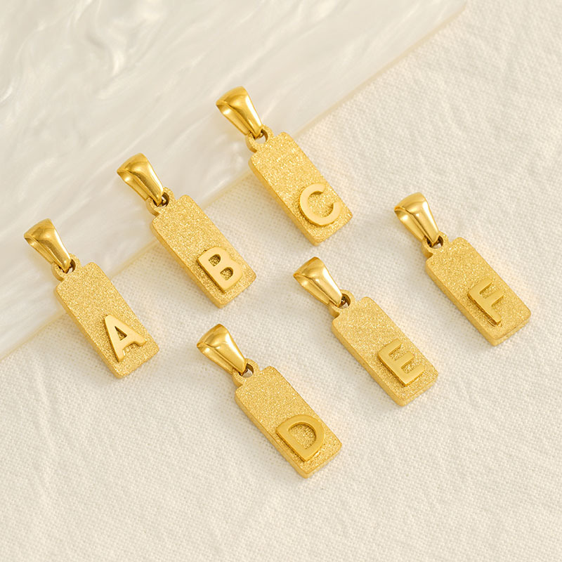 New European and American Sand Pressing Rectangular Titanium Steel Letter Pendant Personalized Niche Design Trendy Popular American Necklace