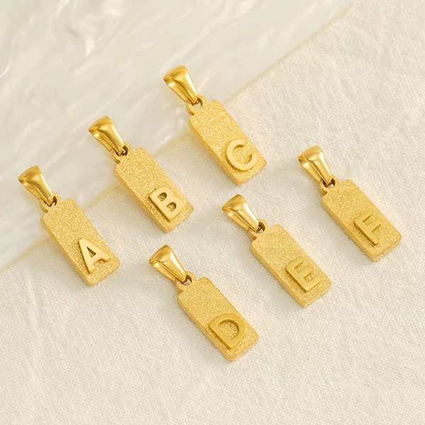 New European and American Sand Pressing Rectangular Titanium Steel Letter Pendant Personalized Niche Design Trendy Popular American Necklace