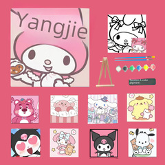 DIY Digital Oil Painting Wholesale Children's Coloring Pictures Hand-Painted Watercolor Art Sanrio Decorative Cartoons Coloring
