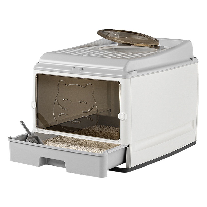 Cajón grueso reforzado completamente cerrado gato arena caja de arena a prueba de salpicaduras desodorante gato suministros gato de grasa disponible inodoro
