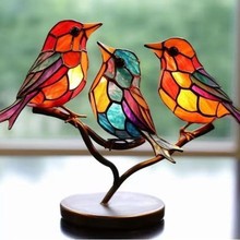 跨境亚马逊金属平面小鸟居家摆件彩色鸟工艺品居家装饰创意桌面摆