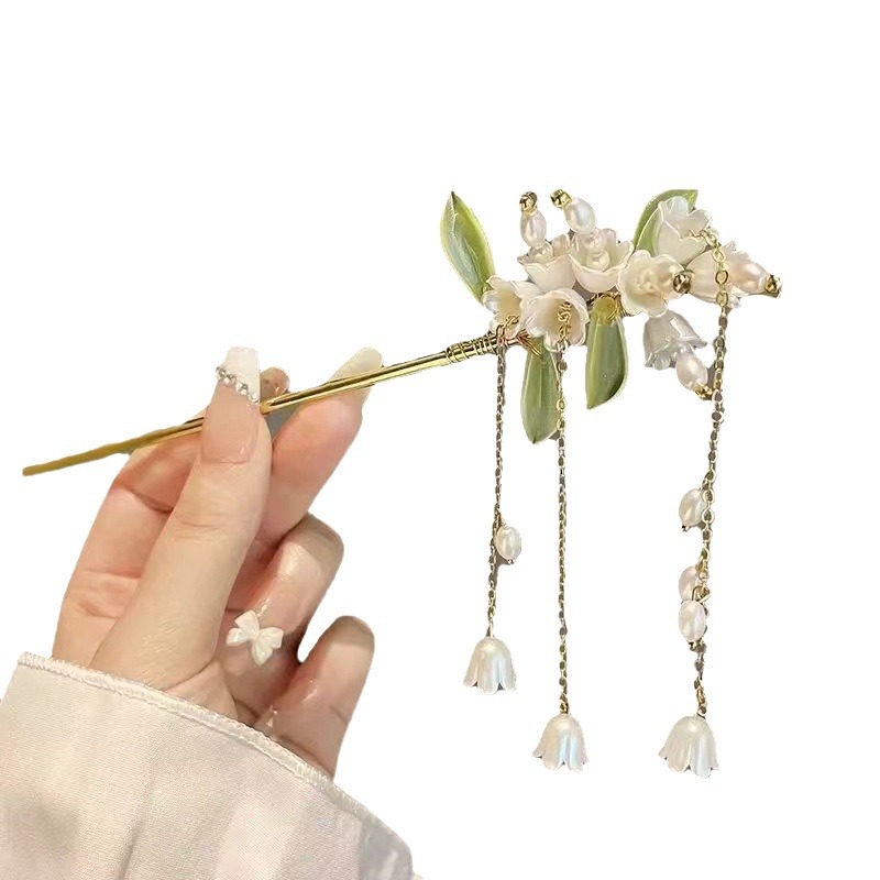 Magnolia pinzas para el cabello estilo antiguo pinzas para el cabello de mujer cheongsam pinzas para el cabello de perlas de metal pinzas para el cabello de jade