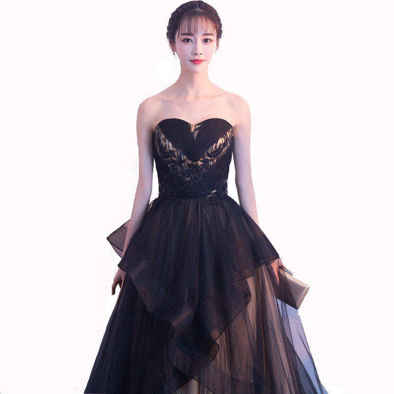 Vestido de Noche Exquisito y Magnífico sin Tirantes para Fiesta de Gala, Fiesta de Graduación, Fiesta de Verano, Estilo Galaxia Negra image 6
