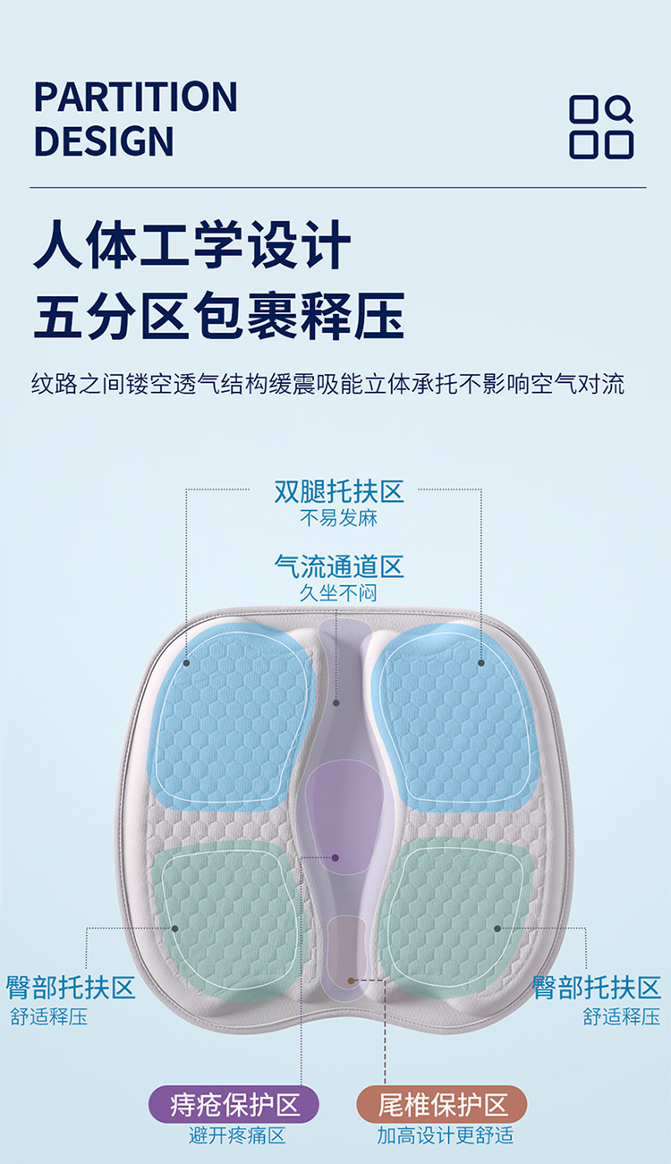 Wholesale Car Seat Cushion Summer Cooling Pad Breathable Gel Seat Pad for Hemorrhoids Single Piece Summer Ice Pad for Long Sitting