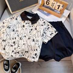 Boys Summer Shirt Set Children's Clothes Baby Summer 0 Short Sleeve Two-piece Set 1-2-3-4 Years Old and Half Trendy Wholesale