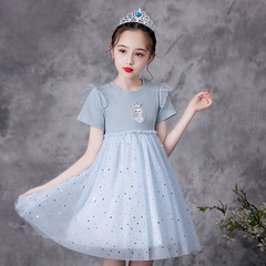 Princess Elsa Dress Summer 2024 New Frozen Elsa Cotton Children's Formal Dress Gown