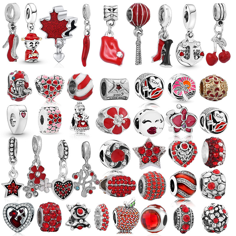 Panjia red diy loose bead jewelry string fashion red Christmas Valentine's Day jewelry accessories factory wholesale