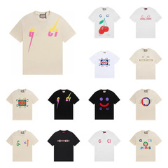 GU Gujia 25SS 夏新作レタープリントカジュアルルーズ男女同型半袖Tシャツのクロスボーダー正規版