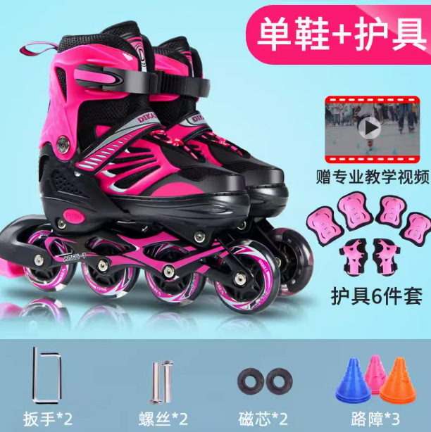 Fuchsia shoes, protective gear