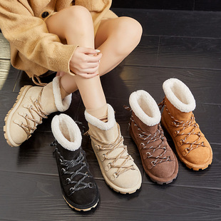 Genuine Leather Snow Boots for Women 2025 Winter New Style Velvet Warm Strappy Short Boots Casual Versatile Thick-Soled Boots for Women